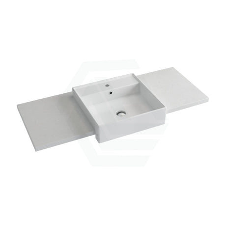 20/40/60mm Gloss White Canvas Stone Top Calacatta Quartz With Semi-Recessed Basin