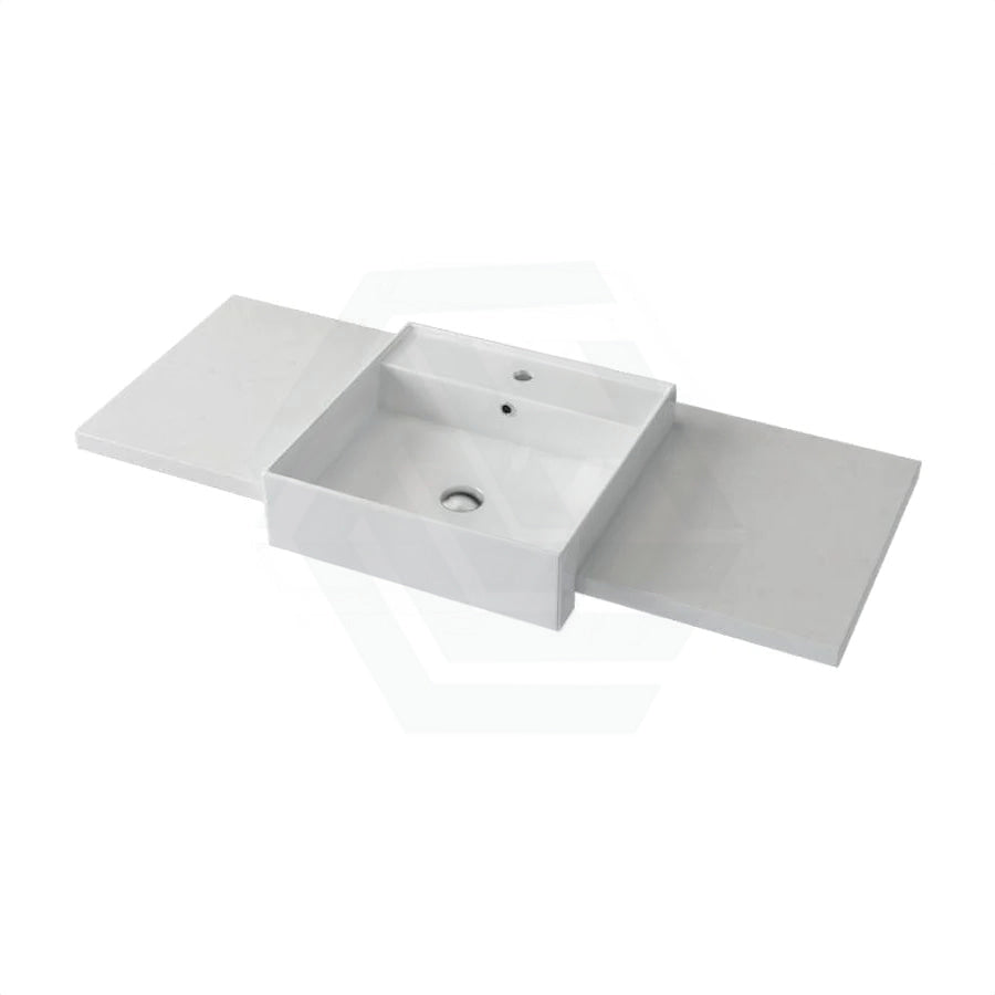 20/40/60Mm Gloss White Canvas Stone Top Calacatta Quartz With Semi-Recessed Basin Vanity Tops