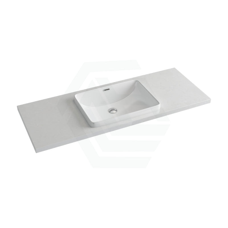 20/40/60Mm Gloss White Canvas Stone Top Quartz With Inset Basin Vanity Tops