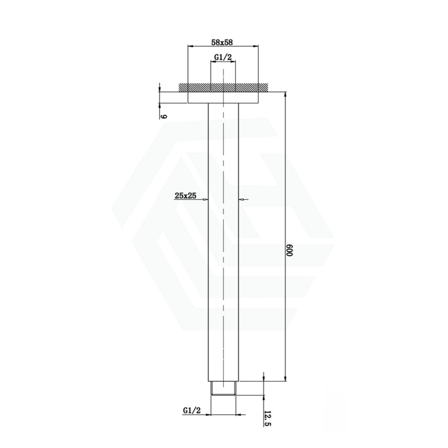 200/300/400/600Mm Square Ceiling Shower Arm Chrome 600Mm