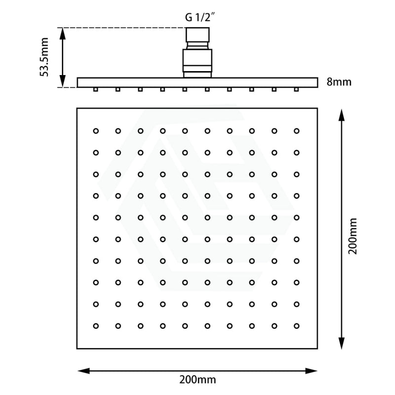 200Mm 8 Inch Solid Brass Square Chrome Led Rainfall Shower Head