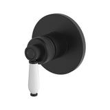 Fienza Eleanor Wall Mixer Matt Black/Ceramic Handle White Ceramic Black Mixers