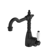 Fienza Eleanor Shepherds Crook Basin Mixer Matt Black / None White Ceramic Short Mixers