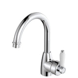 Fienza Eleanor Gooseneck Basin Mixer Chrome/Multi-Colour None / White Ceramic Chrome Short Mixers