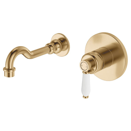 Eleanor Wall Mixer Tap Set Urban Brass / Ceramic