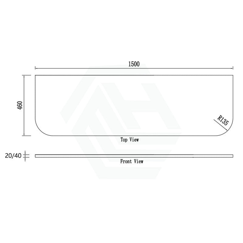 20mm Curved Edge Stone Top For Above Counter Basin Gloss Silk White 600-1500Mm Vanity Tops