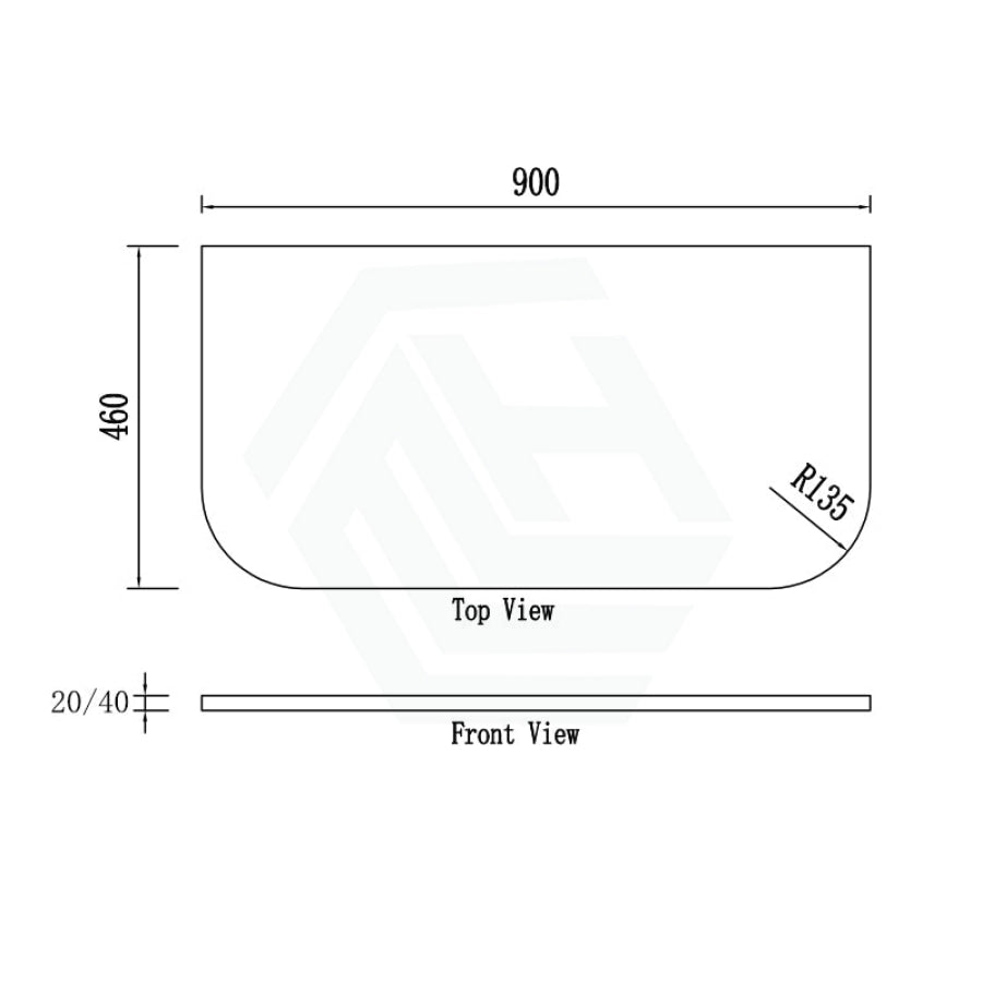 20/40Mm Curved Edge Stone Top For Above Counter Basin Gloss Silk White 600-1500Mm Vanity Tops