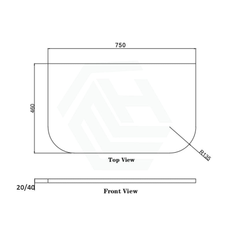 20/40Mm Curved Edge Stone Top For Above Counter Basin Gloss Silk White 600-1500Mm Vanity Tops