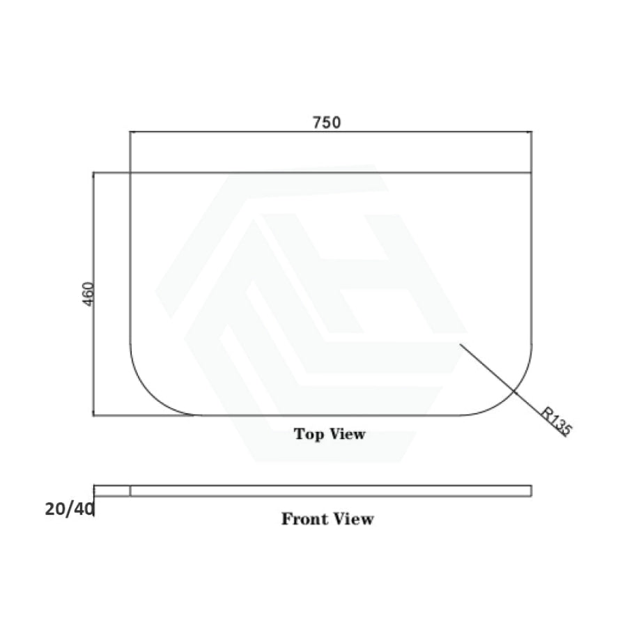 20mm Curved Edge Stone Top For Above Counter Basins Calacatta Quartz Dolce Tree 600-1500Mm Vanity