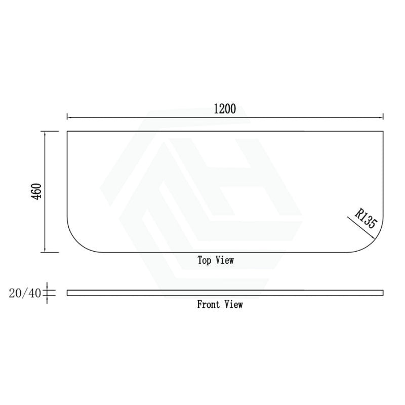 20/40Mm Curved Edge Stone Top For Above Counter Basins Gloss Black Swan 600-1500Mm Vanity Tops