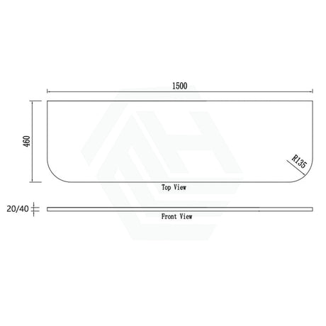 20/40Mm Curved Edge Stone Top For Above Counter Basins Gloss Ink Black 600-1500Mm Vanity Tops