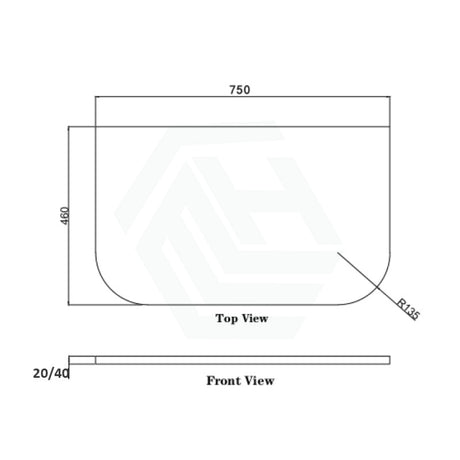 20/40Mm Curved Edge Stone Top For Above Counter Basins Gloss Ink Black 600-1500Mm Vanity Tops