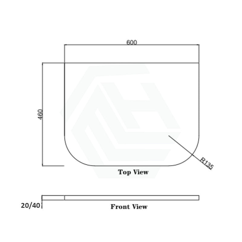 20/40Mm Curved Edge Stone Top For Above Counter Basins Gloss White Canvas 600-1500Mm Vanity Tops