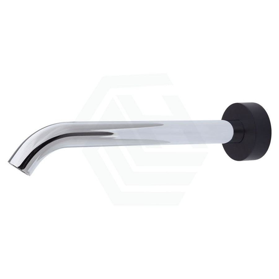 220mm Fienza Kaya Solid Brass Chrome ,Matt Black Plate Round Wall Spout for bathroom