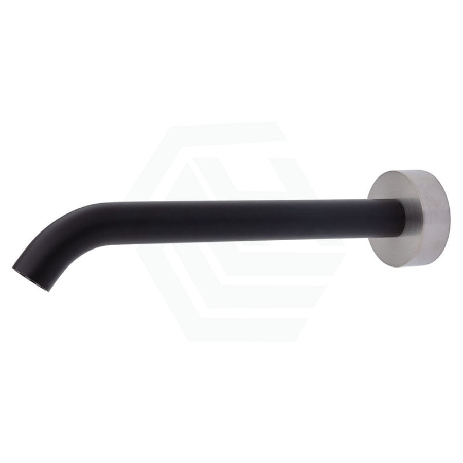 220Mm Fienza Kaya Solid Brass Matt Black Round Wall Spout For Bathroom Brushed Nickel Spouts