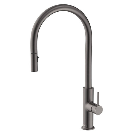 Fienza Kaya Gunmetal Grey Brass 360 Swivel Pull Out Kitchen Sink Mixer Tap