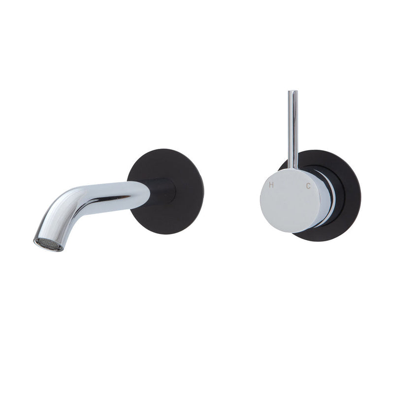 Fienza Kaya Chrome Up Wall Basin/Bath Mixer Set 160Mm / Matt Black Bath/Basin Tap Sets