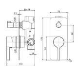 Fienza Sansa Wall Diverter Mixer, Matt Black, Soft Square Plate