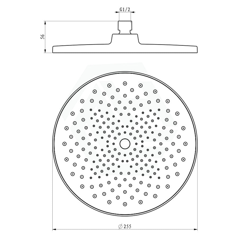 250Mm 10 Inch Shower Head Rainfall Abs Round Matt Black Heads