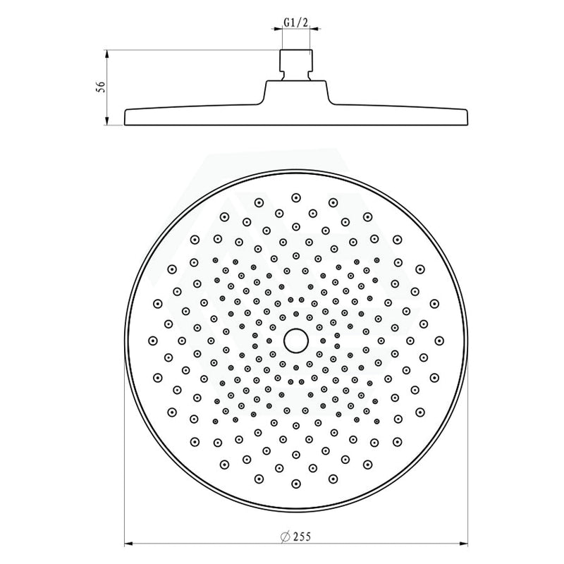 250Mm 10 Inch Shower Head Rainfall Abs Round Matt Black Heads