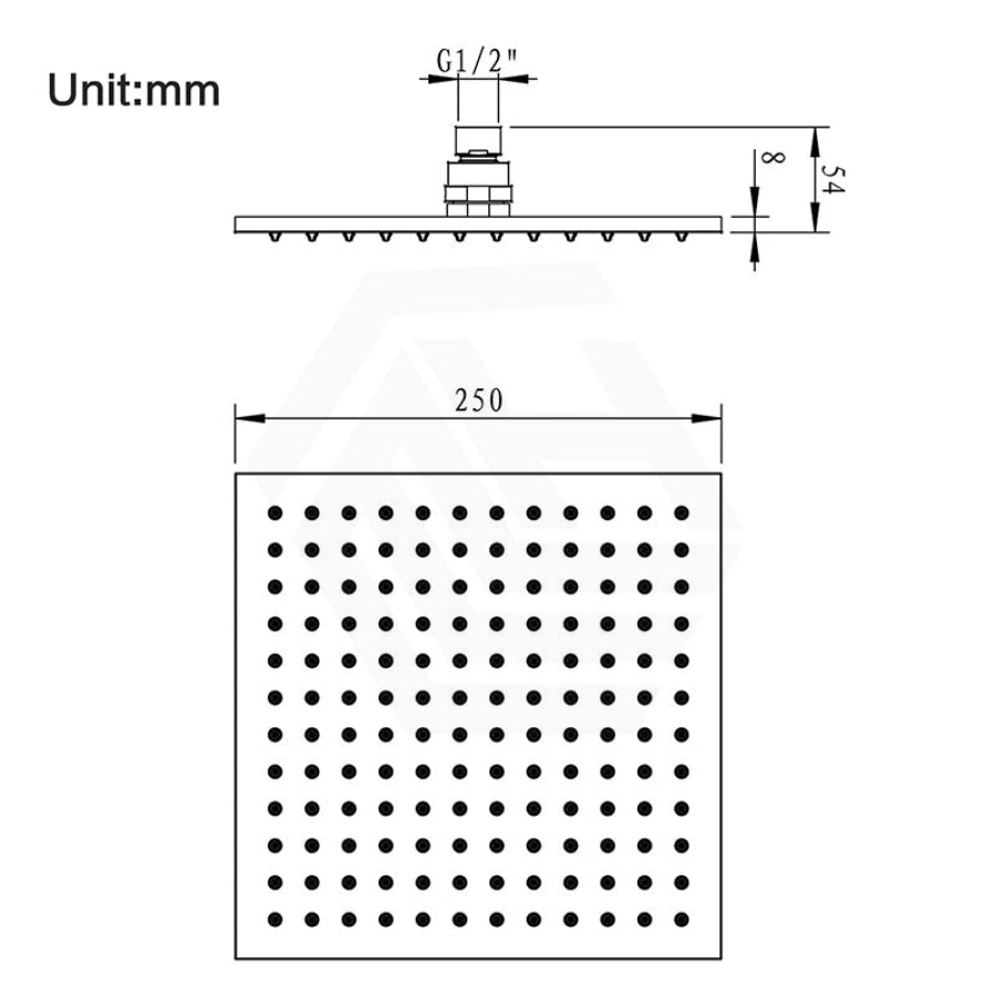 250Mm 10 Inch Solid Brass Matt Black Squareled Rainfall Shower Head