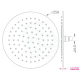 250Mm 10 Inch Stainless Steel 304 Black Super-Slim Round Rainfall Shower Head