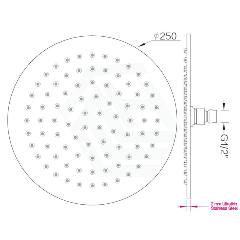 250Mm 10 Inch Stainless Steel 304 Black Super-Slim Round Rainfall Shower Head