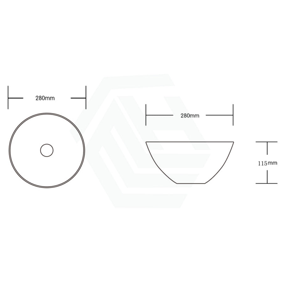 280X280X115Mm Round Gloss White Ceramic Above Counter Basin