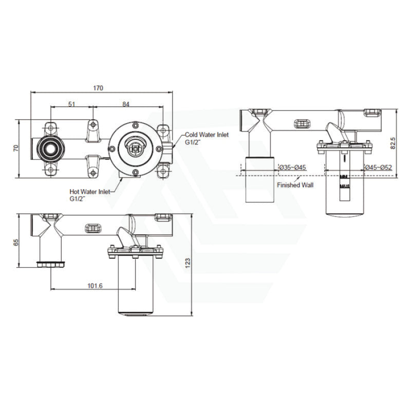 Kohler Components™ Brushed Nickel Wall Mount Pin Lever Mixer With Ribbon Basin Spout Bath/Basin