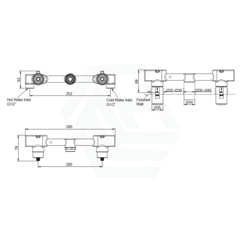 Kohler Components™ Brushed Nickel Wall Mount Lever Handles With Row Basin Spout Bath/Basin Tap Sets