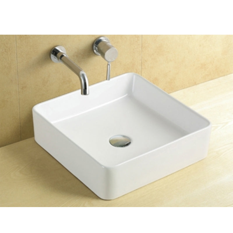 360X360X130Mm Square Gloss White Above Counter Top Ceramic Basin Ultra Slim