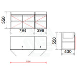 3-Door Wall Hung Bathroom Floating Vanity Multi-Colour Cabinet Only 1200Mm(Single/Double Bowl) /