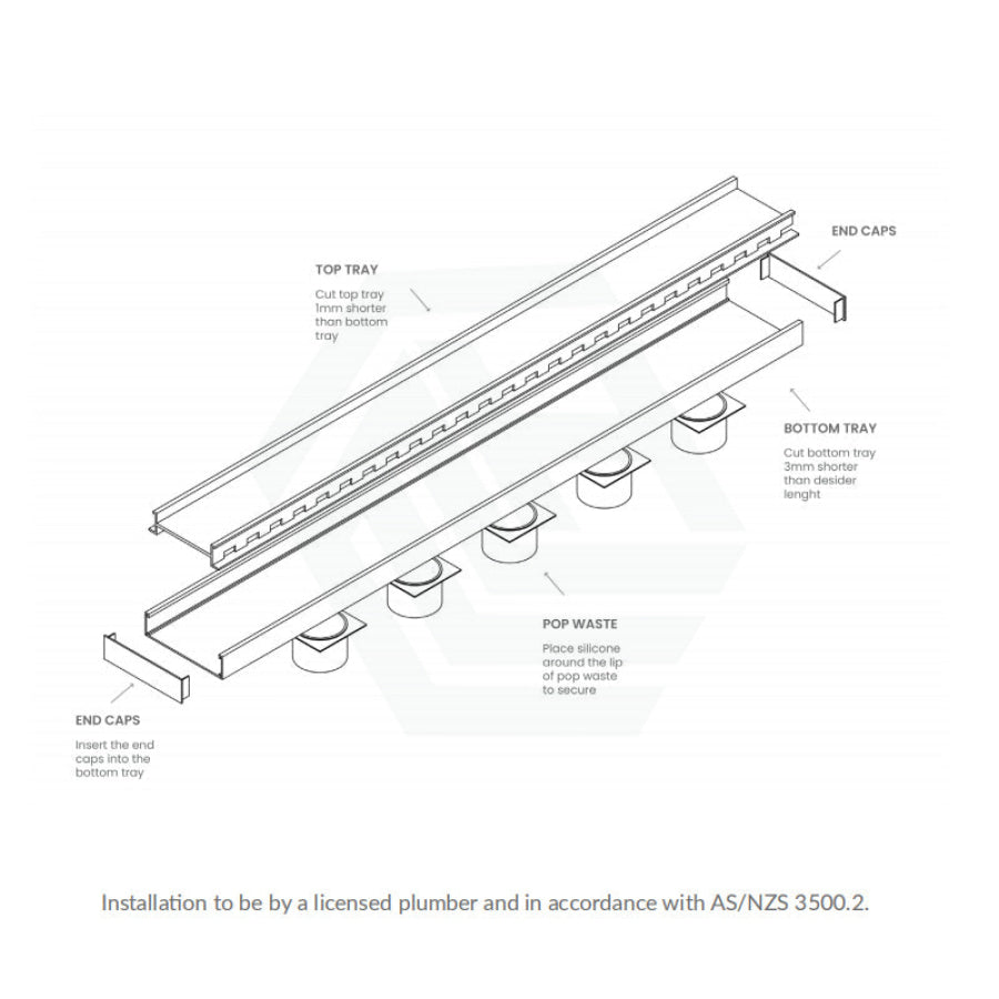 300-2000Mm Lauxes Aluminium Tile Insert Plus Shower Grate Drain Any Size Indoor Outdoor Matt Black