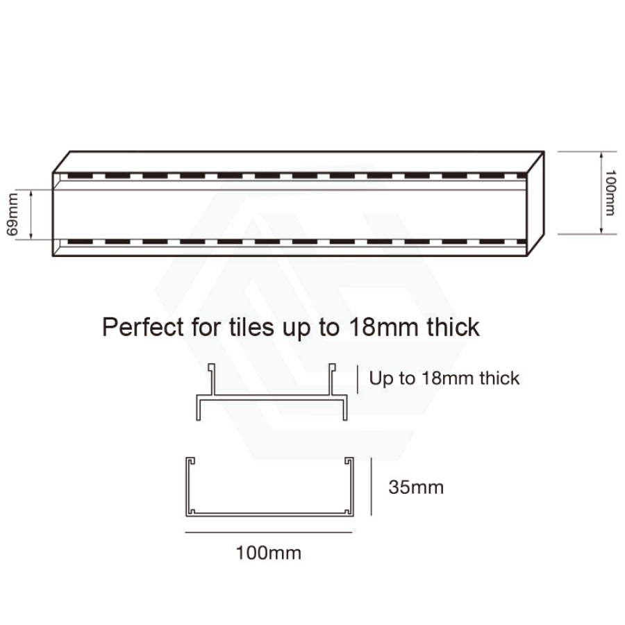 300-3900Mm Lauxes Aluminium Tile Insert Plus Shower Grate Drain Any Size Indoor Outdoor Silver