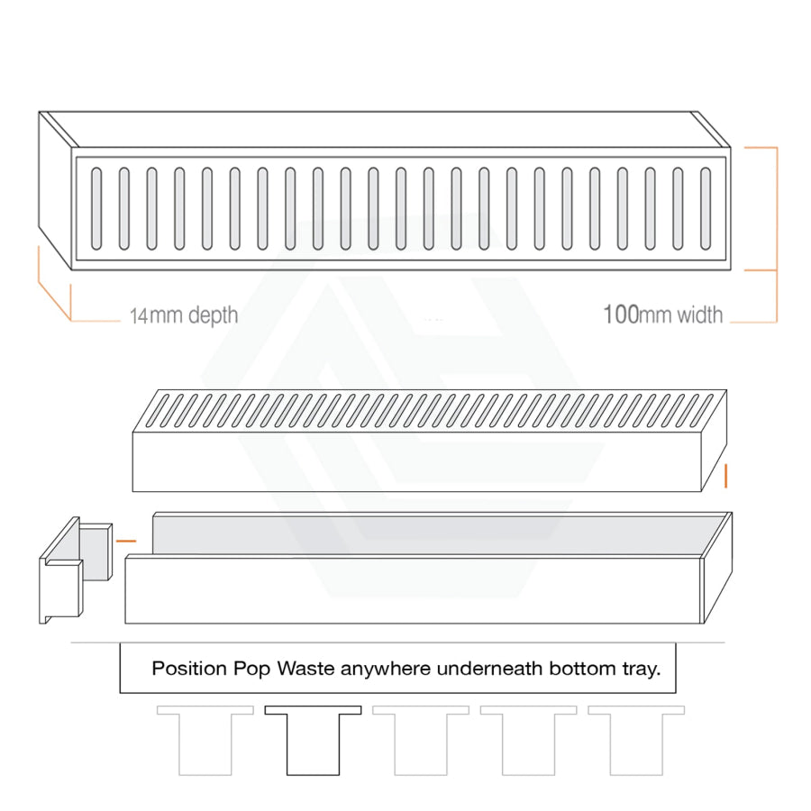 300-3000Mm Lauxes Black Shower Grate Drain Aluminium Next Generation 14 Any Size Indoor Outdoor