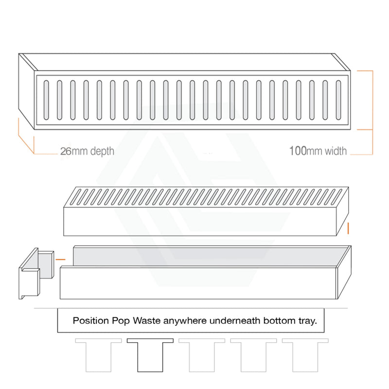 300-3900Mm Lauxes Silver Shower Grate Drain Indoor Outdoor Aluminium Next Generation 26