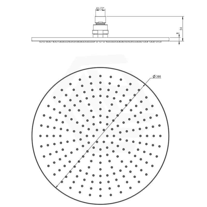 300Mm 12 Inch Round Chrome Rainfall Shower Head Brass & Stainless Steel Heads