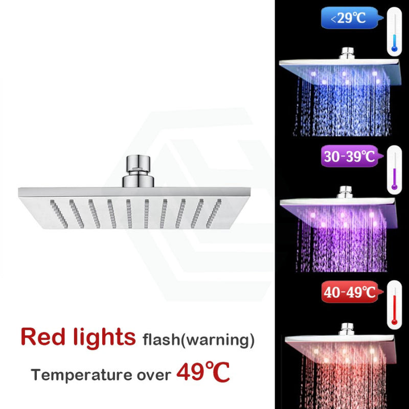 300Mm 12 Inch Solid Brass Square Chrome Led Rainfall Shower Head