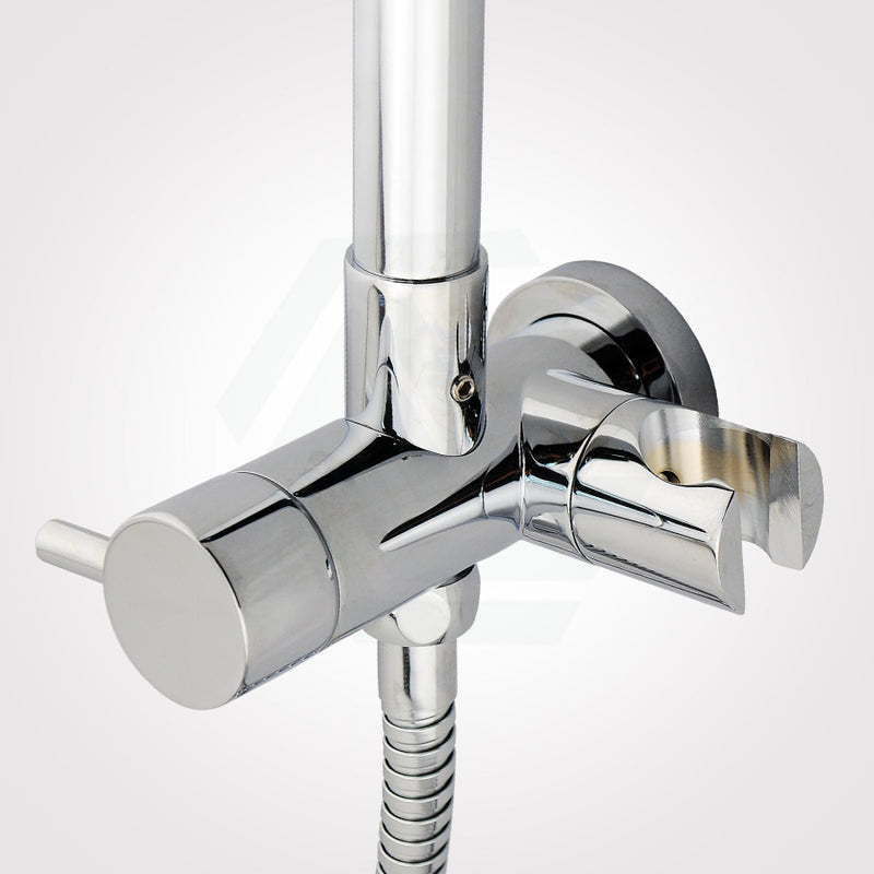 300Mm Height Round Chrome Top Water Inlet Twin Shower Rail