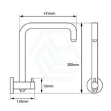 300mm Height Round Chrome Top Water Inlet Twin Shower Rail