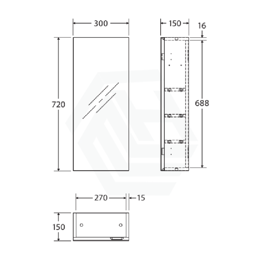 450/600/750/900/1200/1500Mm Pvc Pencil Edge Gloss White Shaving Cabinet With Mirror Polyurethane