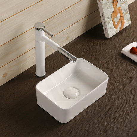 Above Counter Basin Mini Rectangle Ceramic Gloss White