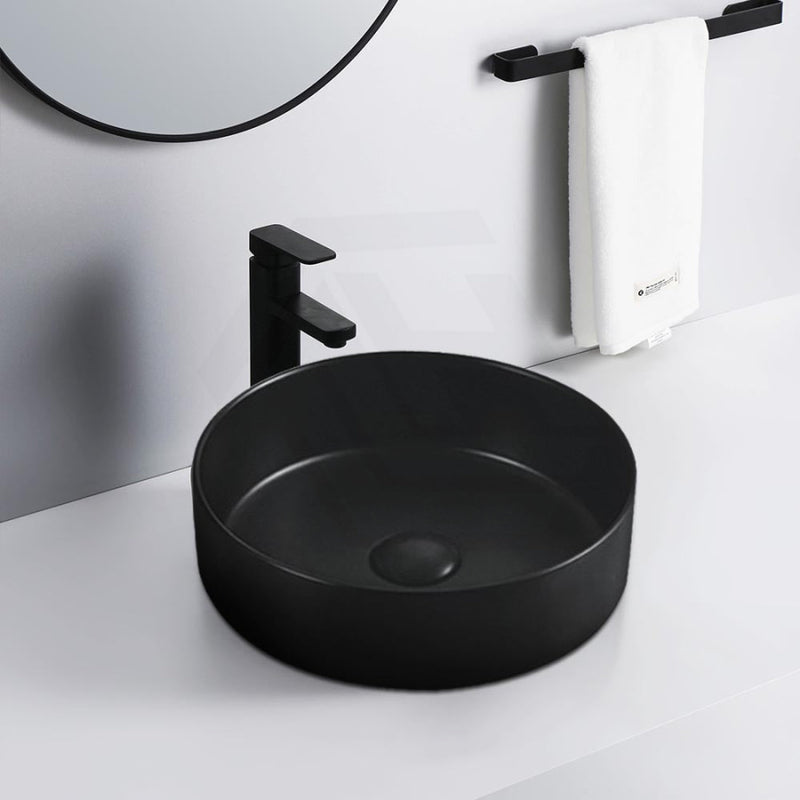 Round Ceramic Basin Above Counter Matt Black