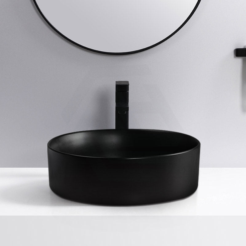 300X300X110Mm Above Counter Ceramic Basin Matt Black Round For Bathroom