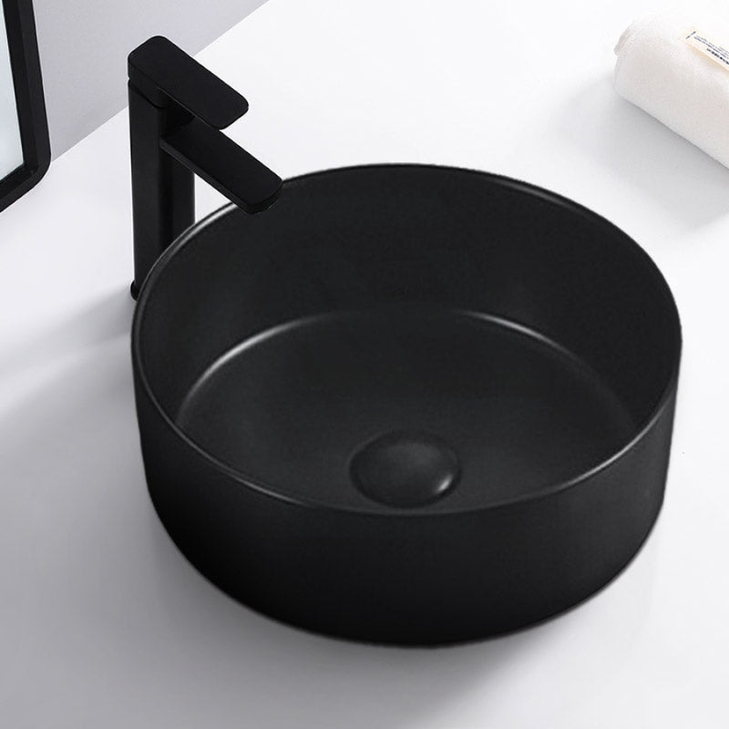 300X300X110Mm Above Counter Ceramic Basin Matt Black Round For Bathroom