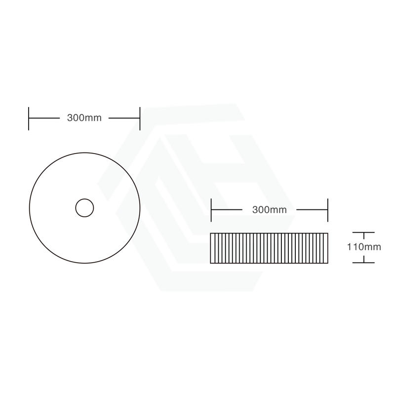 300X300X110Mm Round Above Counter Ceramic Basin Gloss White Basins