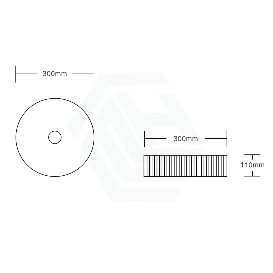 300X300X110Mm Round Above Counter Ceramic Basin Matt Black Basins