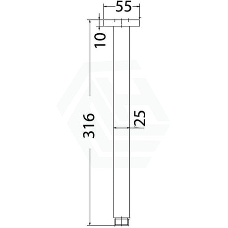 316Mm Matt Black Square Ceiling Shower Arm Brass Arms