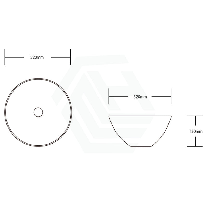 320X320X130Mm Round Gloss White Ceramic Above Counter Wash Basin