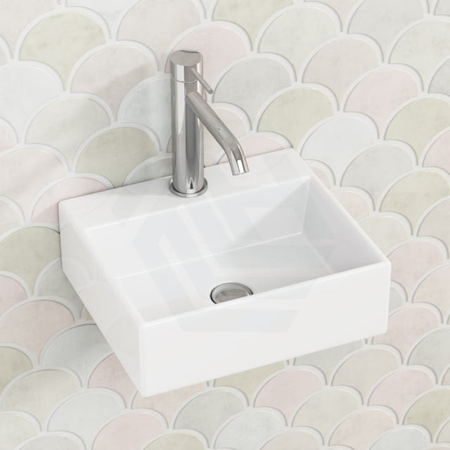 330X290X110Mm Mini Rectangle Gloss White Wall Hung Ceramic Basin Basins